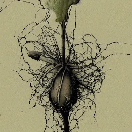 Image similar to ghastly by skottie young, by adolf hiremy - hirschl. the digital art is a beautiful & haunting work of art of a series of images that capture the delicate beauty of a flower in the process of decaying. the colors are muted & the overall effect is one of great sadness.