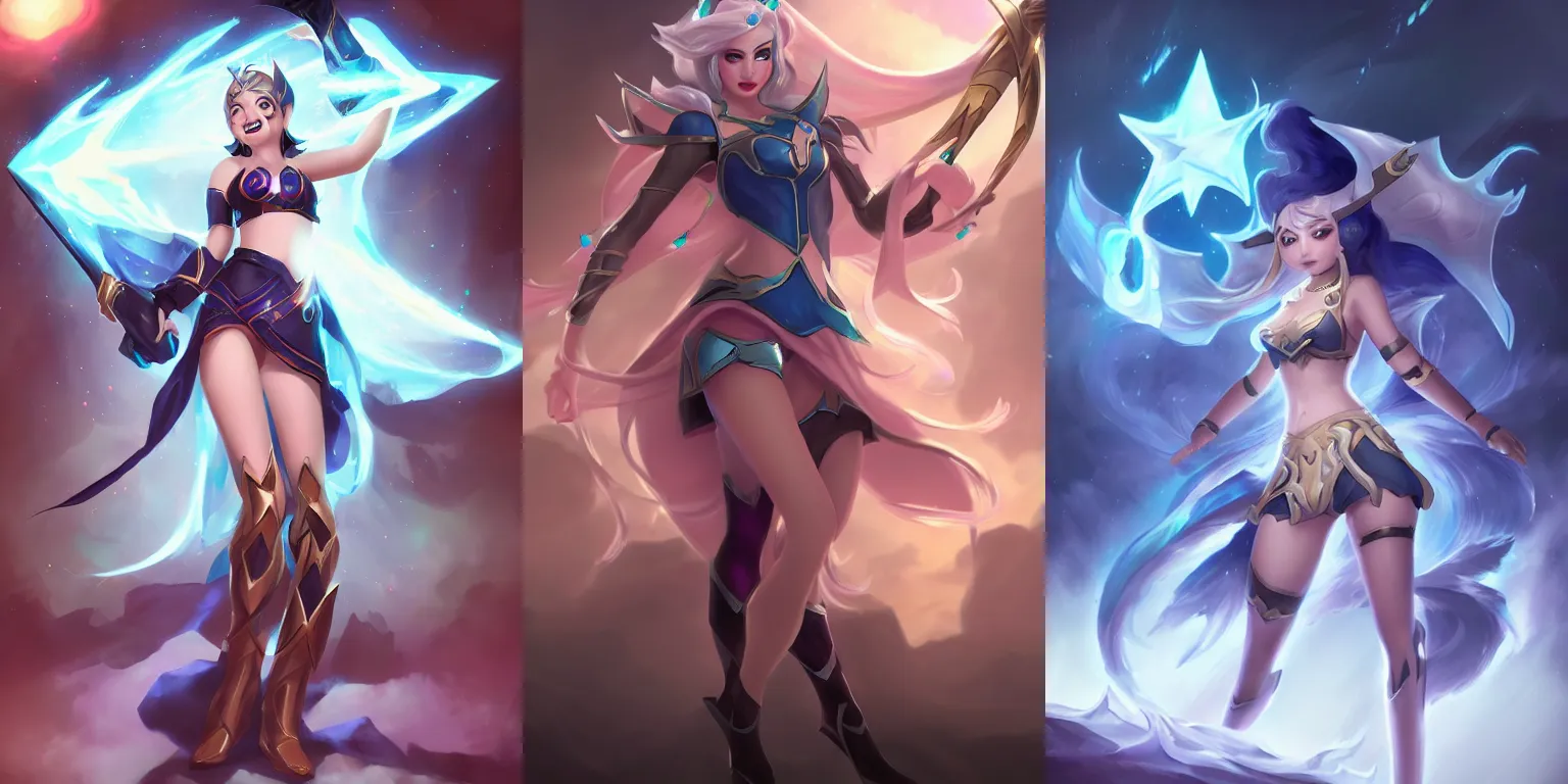 Prompt: Star nemesis janna, league of legends concept art, trending on artstation