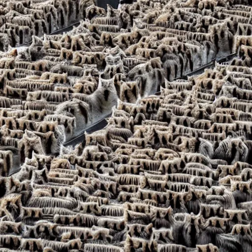 Prompt: a stunning professional photo of a city made of cats, cute, ultra detail, beautiful, national geographic quality