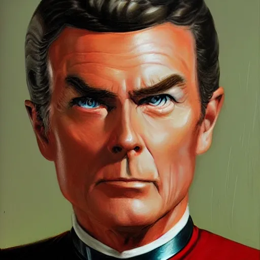 Prompt: captain pike from star trek. realistic concept art painting,