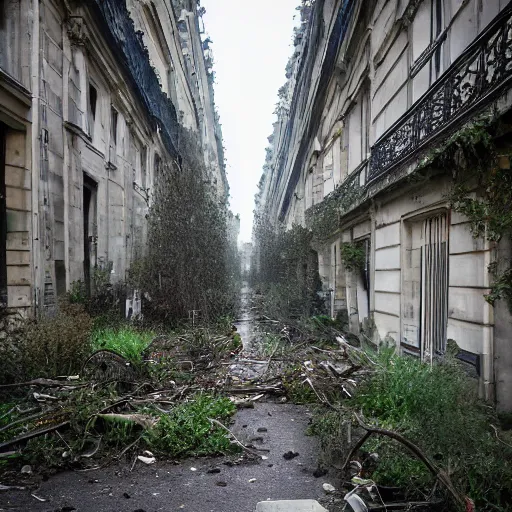 Image similar to photo of an overgrown paris in ruins