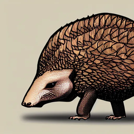 Image similar to a cute vector logo of a pangolin, hd, simplistic, white background