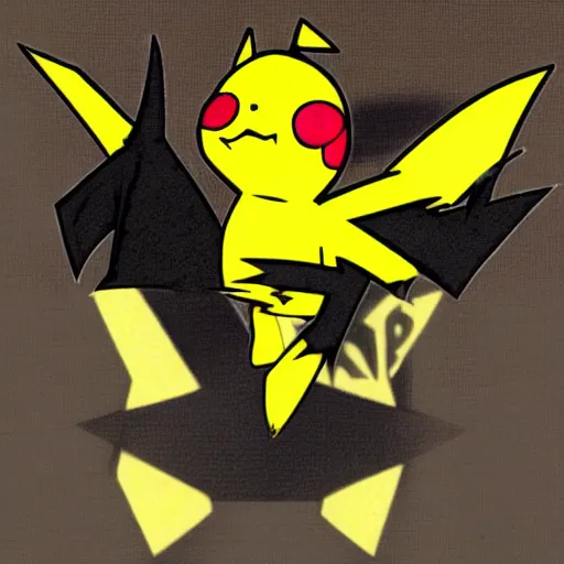 Image similar to merge of pikachu and a bat