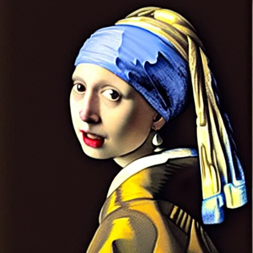Prompt: Catl with a Pearl Earring, byJohannes Vermeer