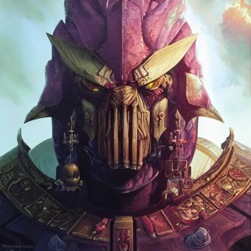 Image similar to portrait of emperor of mankind, warhammer 4 0 k, illustration, artstation art by wayne barlowe and artgerm and greg rutkowski and alex ross