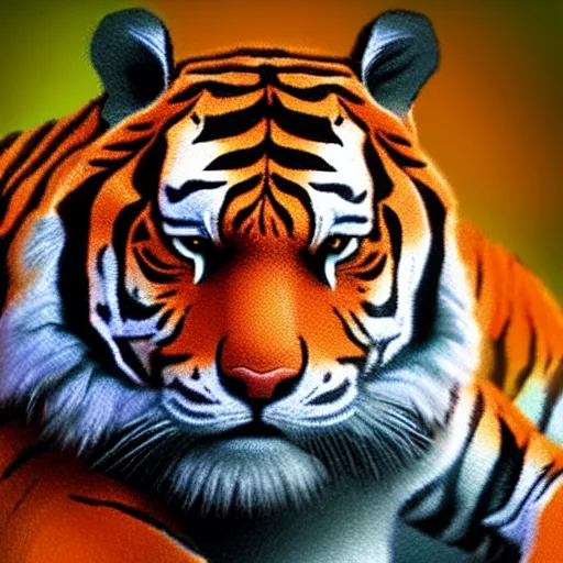 Image similar to hyper realistic image of an origami tiger, life sized