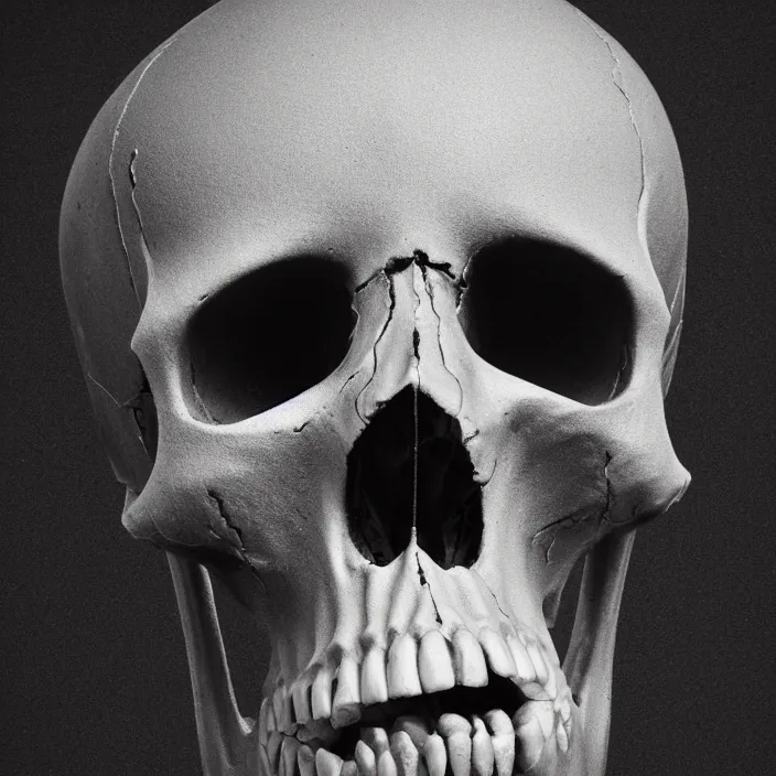 Image similar to hq studio portrait of a kissing skull