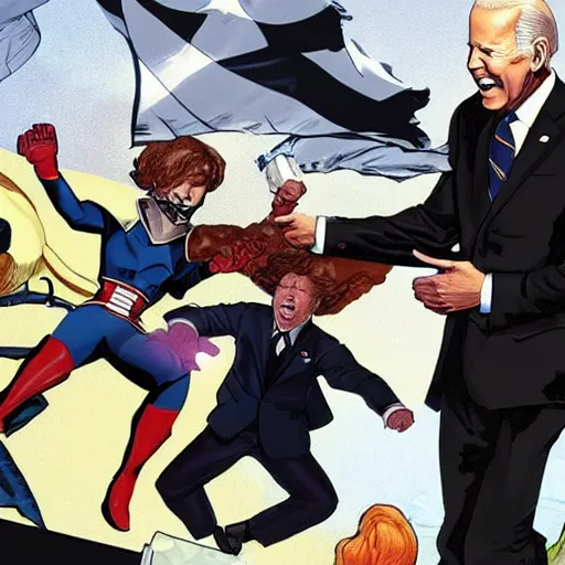 Prompt: Joe Biden leading the X-Men