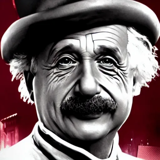 Image similar to albert einstein as willy wonka in gears of war, splash art, movie still, detailed face, photorealistic facial features, cinematic lighting, dramatic, octane render, long lens, shallow depth of field, bokeh, anamorphic lens flare, 8 k, hyper detailed, 3 5 mm film grain