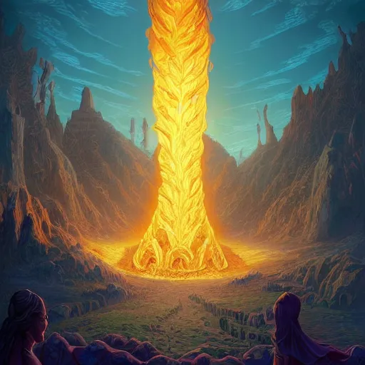 Image similar to pillar of salt shaped like a 30 year old woman in Biblical clothing. Fiery destruction of Sodom and Gomorrah. digital art by Dan Mumford and Peter Mohrbacher, highly detailed, trending on ArtStationHQ