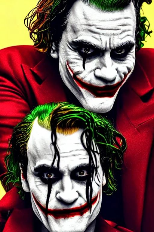 Image similar to joaquin phoenix joker with harley queen lady gaga, photorealistic, ultrarealistic, smooth, 4 k, aesthetic lighting, baroque object, sharp focus, hyperdetailed, professional photography, pullitzer winning, 8 0 0 photo by : canon eos 5 d mark iv, by karah mew and adnan abidi and jodie bateman and ansel adams