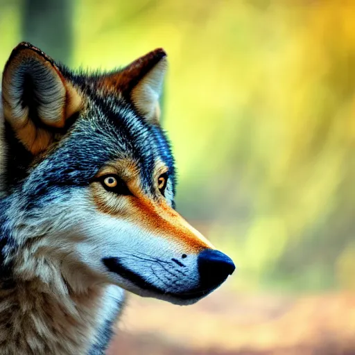 Prompt: professional photograph of a peanut - colored wolf, high quality, hd, 8 k, 4 k, magnificent, award - winning, nature, nature photography, awe - inspiring, highly detailed, amazing