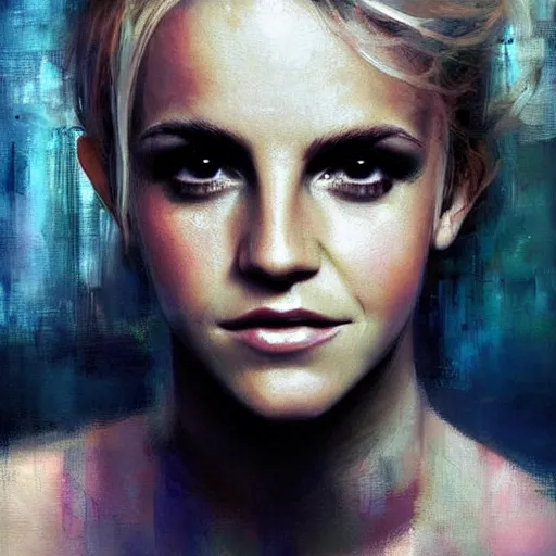 Prompt: britney spears and emma watson morphed together, hybrid, jeremy mann painting