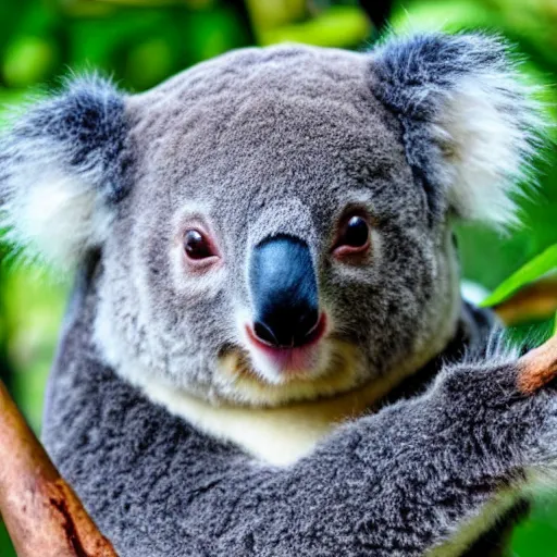 Image similar to a koala with fur colored like a panda