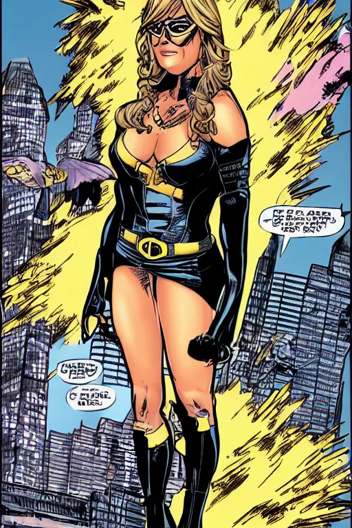 Image similar to sarah palin as black canary, full body, vector image, comic books style, very detailed, by jim lee, by todd mcfarlane, by rob liefeld