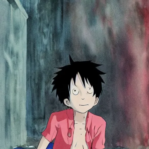 Image similar to sad luffy by studio ghibli