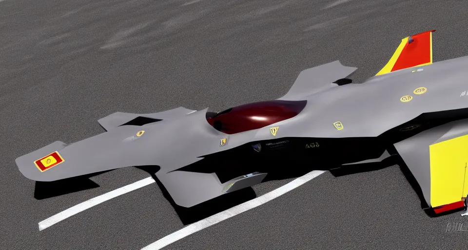 Prompt: f35 redesigned fy Ferrari, 8k, raytracing, unreal engine, trending on artstation