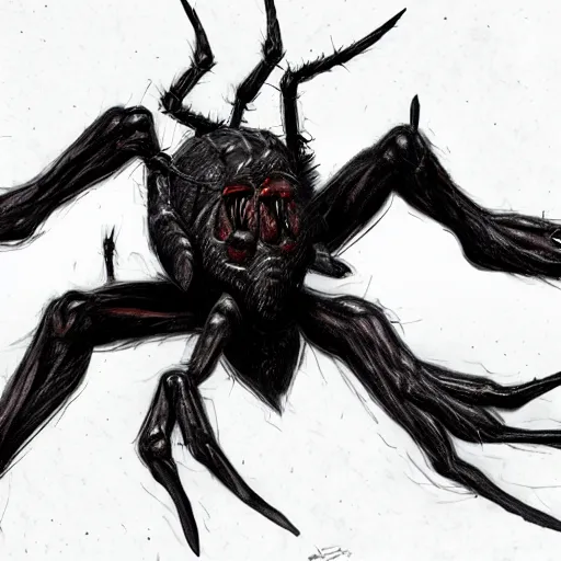 Image similar to monstrous spider-human mutant, horror, concept art,