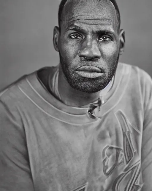 Image similar to portrait of lebron james, peaceful, old and wrinkled, photography by steve mccurry, detailed, trending on artstation