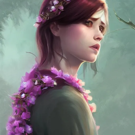 Prompt: dnd magical cape made out of blossoms, blossoming cape item featurette. digital painting, realistic shaded, realistic shaded lighting, fan art, pixiv, by ilya kuvshinov, child hybrid, realistic face and body hybrid, by magali villeneuve, artstation, by jeremy lipkin and by michael garmash and by rob rey.