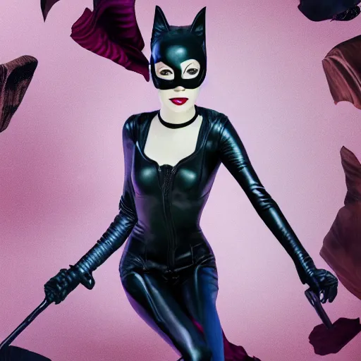 Image similar to Emma Stone as Catwoman XF IQ4, f/1.4, ISO 200, 1/160s, 8K, Sense of Depth, color and contrast corrected, Nvidia AI, Dolby Vision, symmetrical balance, in-frame