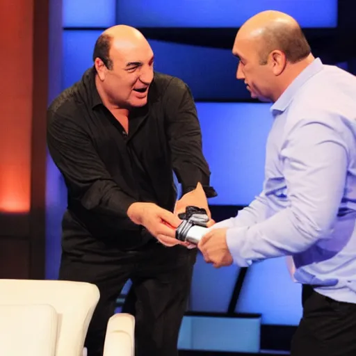 Image similar to Jedi Kevin O'Leary cutting Mark Cuban flesh with a lightsaber, in Shark Tank (2016)