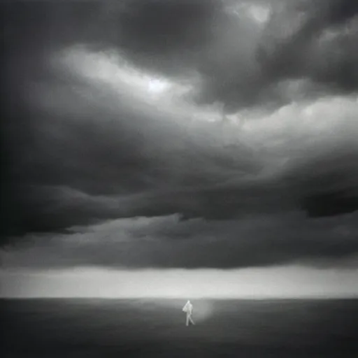 Image similar to man running from the stormy clouds by Trent Parke, clean, detailed, Magnum photos