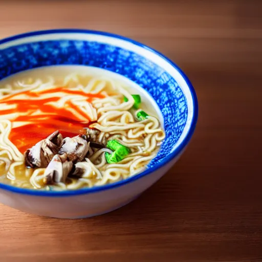 Image similar to dairy queen style ramen. photography. food photoshoot. advertisment photography. 4 k. realistic.