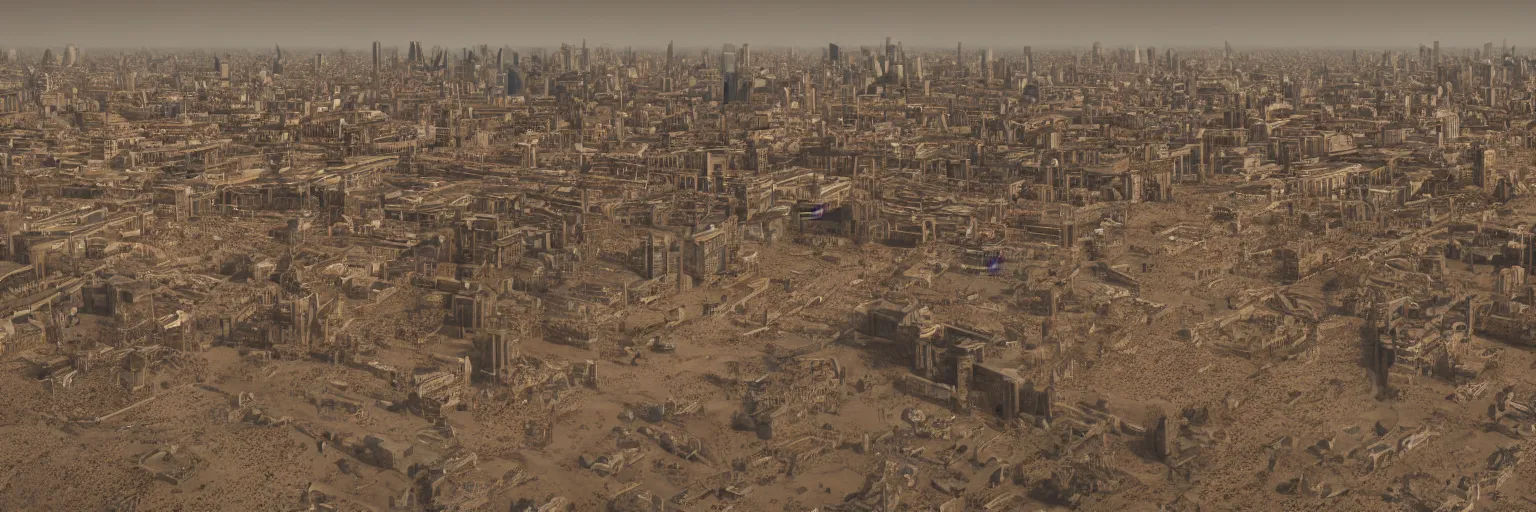 Prompt: london in a drought, covered with sand and corroding buildings, 4k, unreal 5