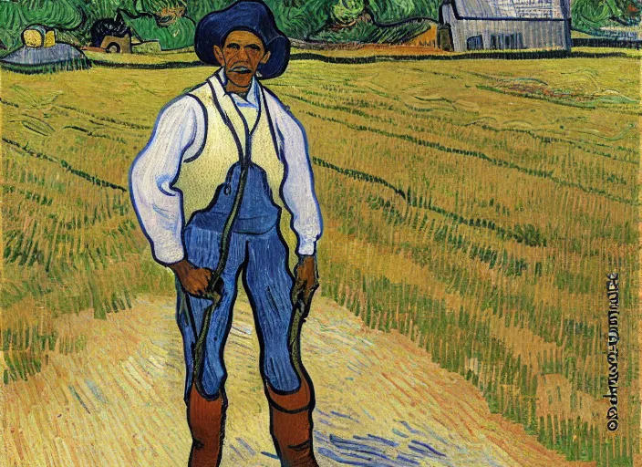 Image similar to painting of obama as a farmer, by vincent van gogh