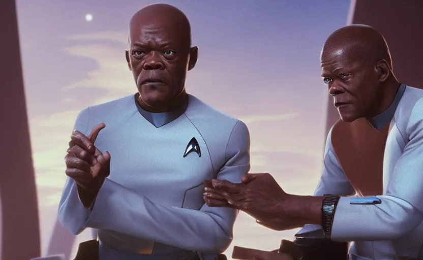 Image similar to Samuel Jackson in Star Trek, 4K UHD image, octane render,