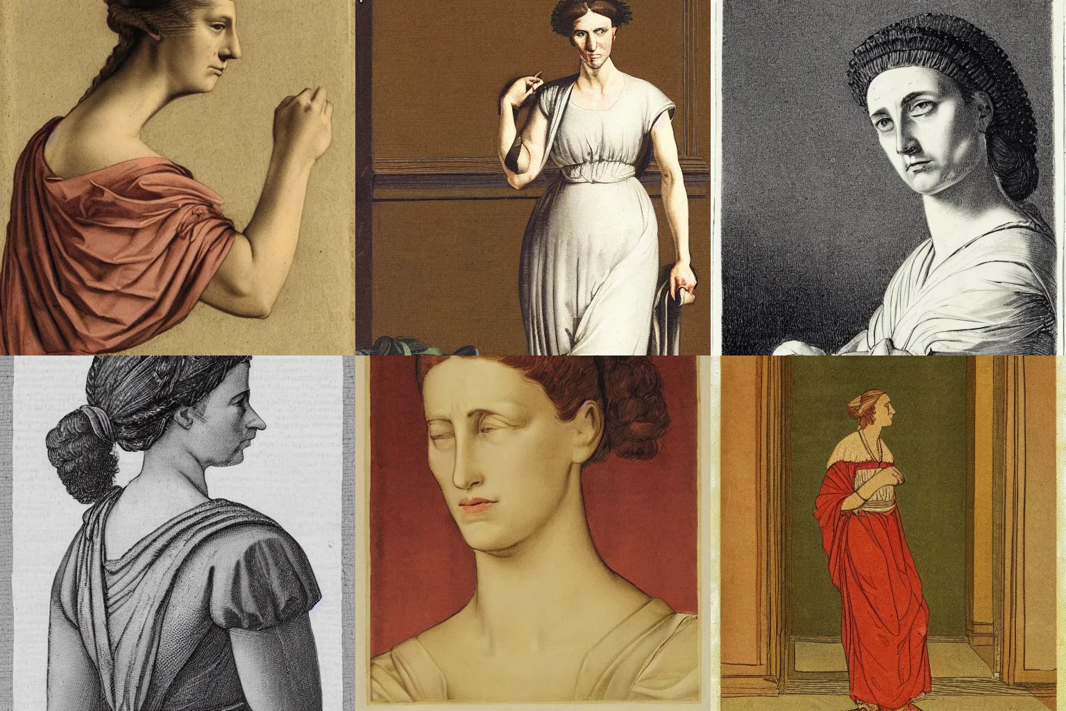 Prompt: illustration of a dignified stoic woman roman noblewoman looking away in disgust