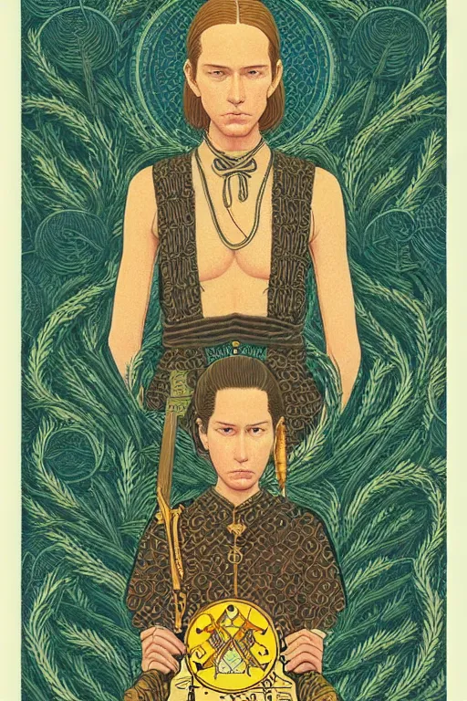 Image similar to tarot card intricate elegant highly detailed by wes anderson and hasui kawase and scott listfield