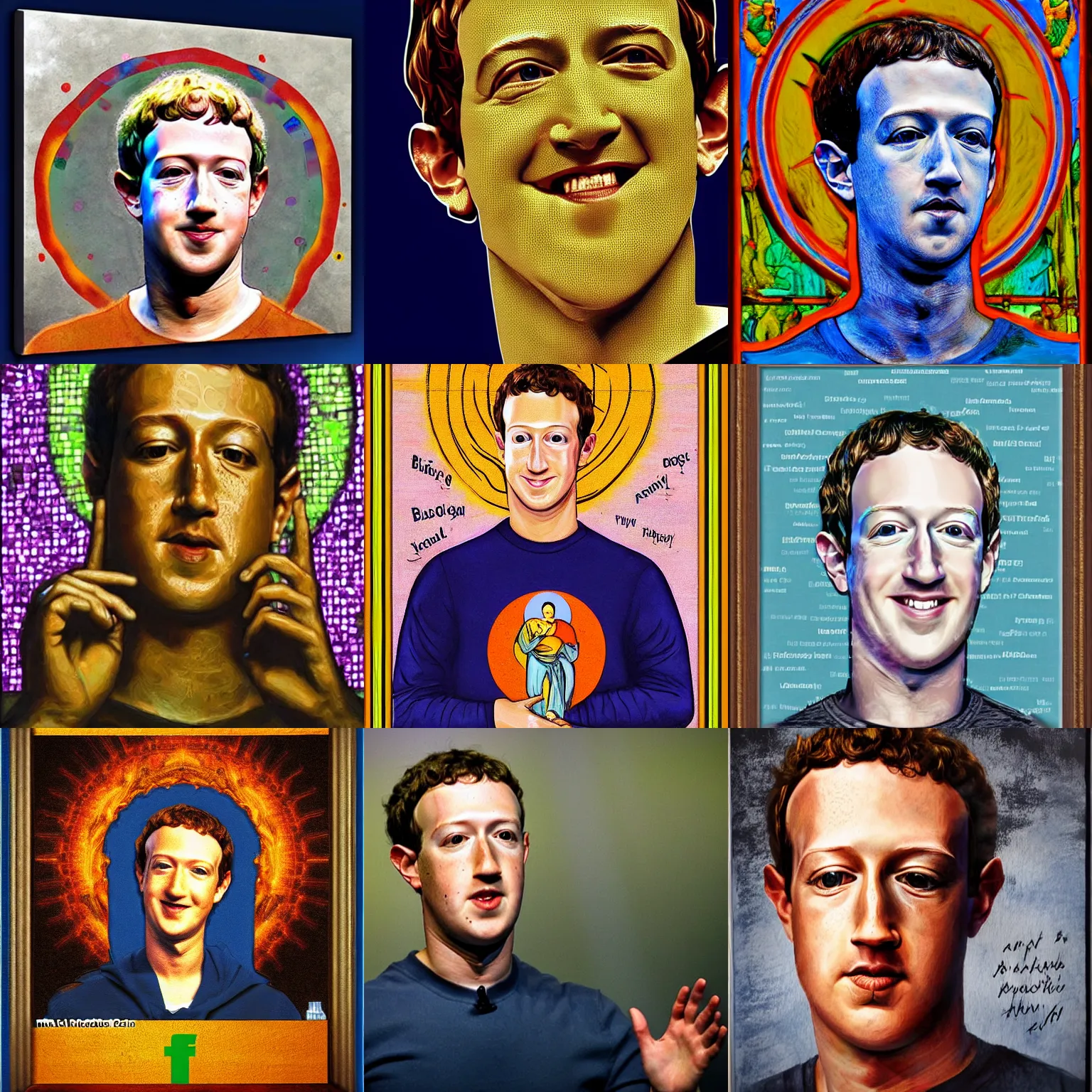 Prompt: mark zuckerberg religious art