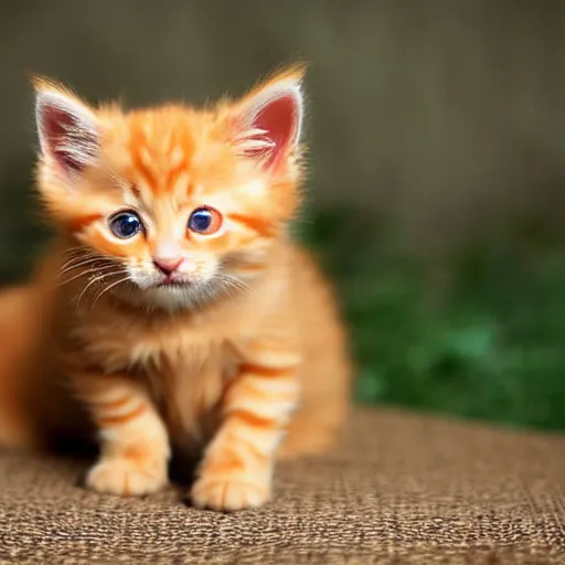 Prompt: cute fluffy orange tabby kitten, award winning photograph