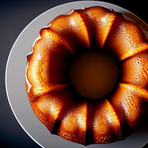 Prompt: portrait of a glazed bundt cake on a cake stand shaped like a woman\'s body, digital art, cinematic, ultradetail, 8k, trending on artstation