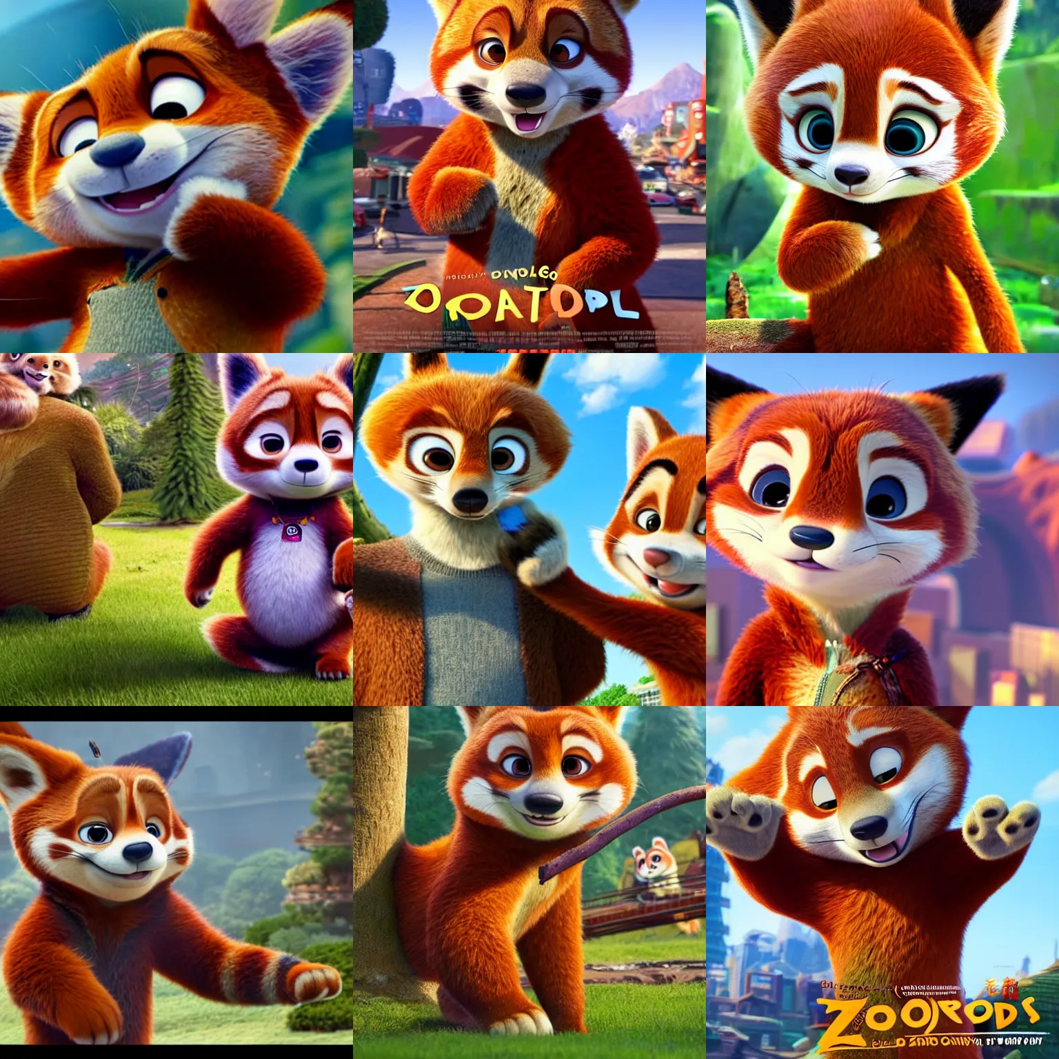 Prompt: a giant red panda in the movie zootopia ( 2 0 1 6 ), pixar, 3 d, animated, high quality, 4 k
