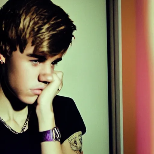 Prompt: justin bieber photographed by nan goldin