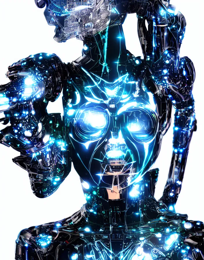 Image similar to full body portrait photo of japanese model cyborg with digital led skin, neon lighting, techno neon projector background, portrait photo, intricate details, ultra realistic, unreal engine 5, depth of field, bokeh, octane render, 8 k hd