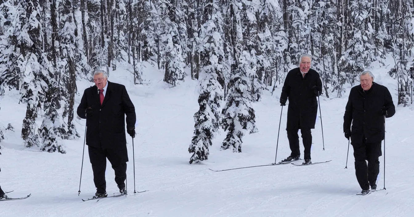 Image similar to czech president milos zeman enjoy time on cross - country skiing, photorealism, super detail, composition