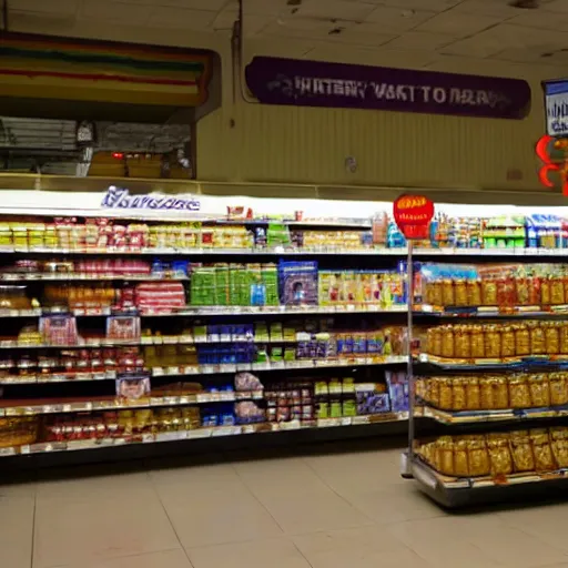 Image similar to a film still of a supermarket in the mandalorian