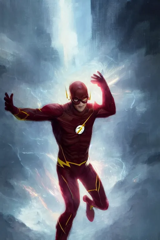 Image similar to ezra miller as flash, ethereal fantasy art by greg rutkowski