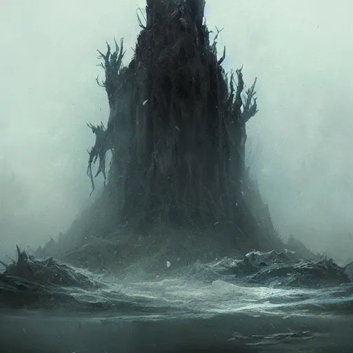 Image similar to a beautiful terrifying monster of water and mist. ethereal horror fantasy art by greg rutkowski