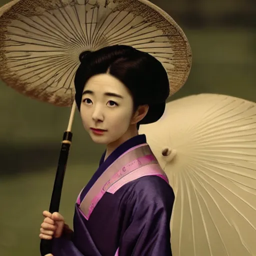 Prompt: rowan atkinson dressed as a traditional korean woman with an umbrella, cinematic shot, dynamic lighting, close up, impressive winning photo, pastel colors