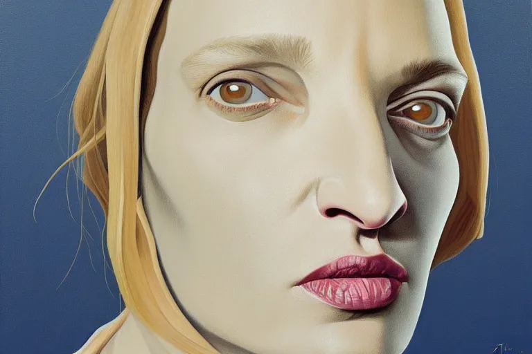 Image similar to portrait of uma thurman artwork by tim eitel