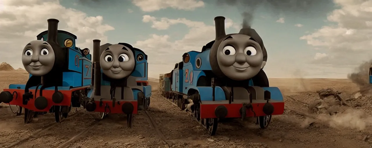 Image similar to still frame of Thomas the Tank Engine in MAD MAX: FURY ROAD (2015)