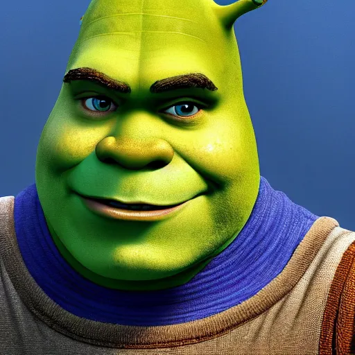 Image similar to shrek but blue, full hd, high resolution, very detailed, portrait, 8 k