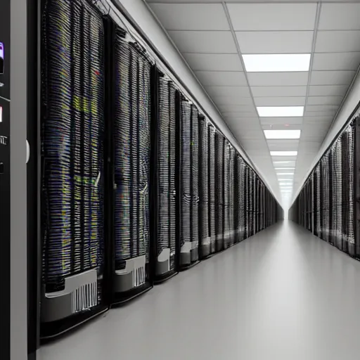 Image similar to an infinite hallway full of computer servers