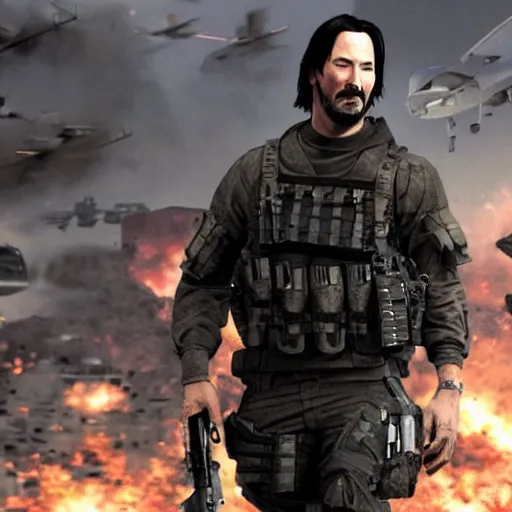 Image similar to Keanu reeves in Call of duty 4K quality