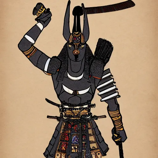 Image similar to anubis as a samurai